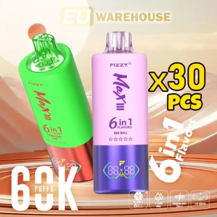 Fizzy Max III 6in1 60K 60000 Puffs Rechargeable Disposable Vape - 30pcs