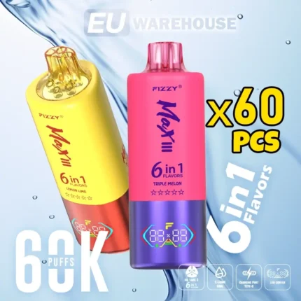 Fizzy Max III 6in1 60K 60000 Puffs Rechargeable Disposable Vape - 60pcs