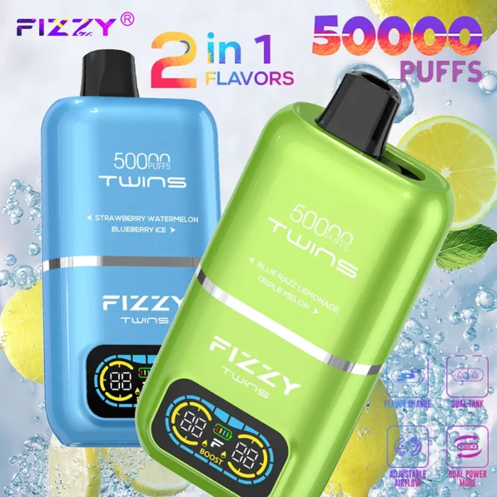 Fizzy Twins Dual Flavor 50000 Puffs - 120db - Image 3