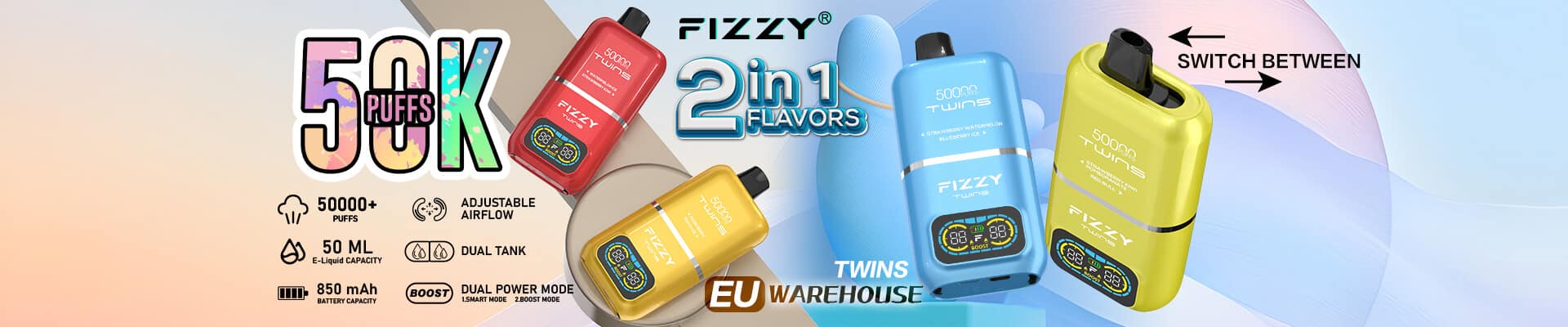 Fizzy Twins 50000 Puffs vaper sabor dual envío rápido Europa
