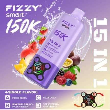 Fizzy 150K Puffs -  15-in-1 Smart Multi-Flavor Rechargeable Disposable Vape 8