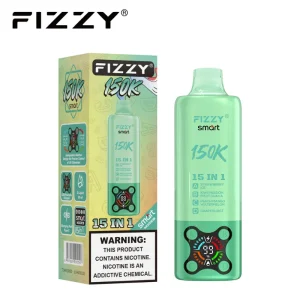 Fizzy Smart 150K Puffs 15in1 Disposable Vape 02 Strawberry Ice Kiwi Passion Fruit Guava Peach Mango Watermelon Grape Burst