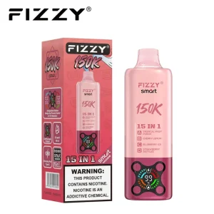 Fizzy Smart 150K Puffs 15in1 Disposable Vape 06 Tropical Fruit Punch Cherry Melon Blueberry Ice Strawberry Skittle