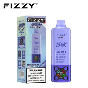 Fizzy Smart 150K Puffs 15in1 Disposable Vape 10 Fizzy Cherry Strawberry Dragon Fruit Lemon Lime Blueberry Coconut