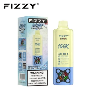 Fizzy Smart 150K Puffs 15in1 Disposable Vape 11 Strawberry Vanilla Coke Pink Lemonade Watermelon Ice Cherry Berry
