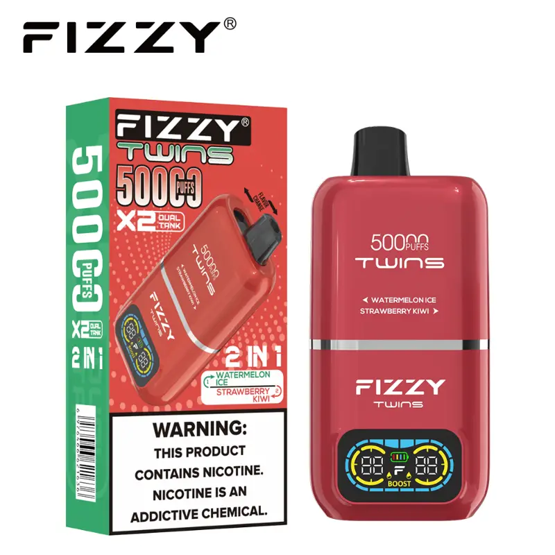 Fizzy Twins 50000 Puffs Vape 01 Watermelon Ice Strawberry Kiwi