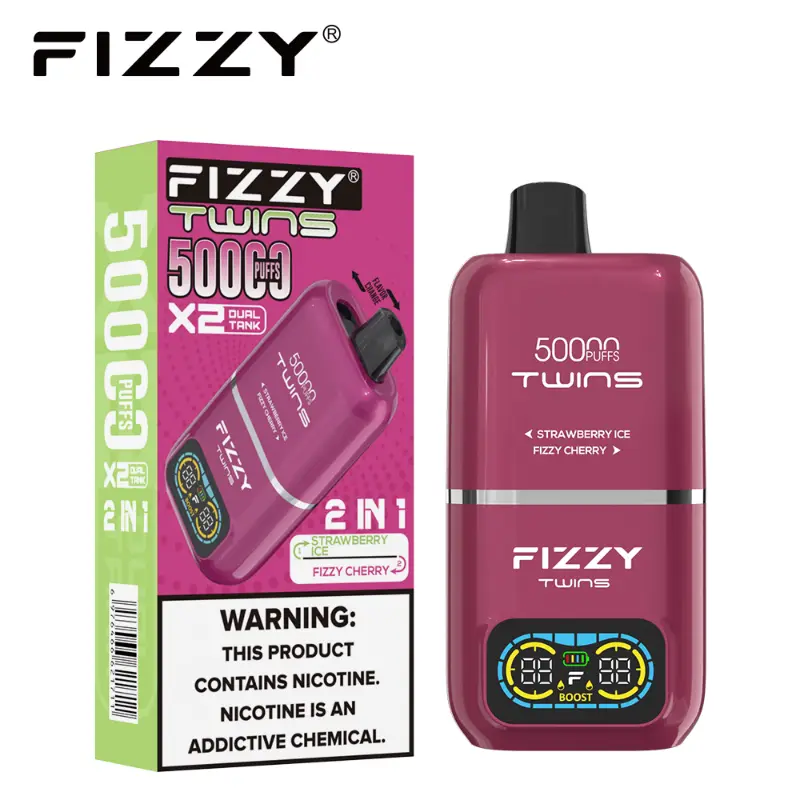 Fizzy Twins 50000 Puffs Vape 05 Strawberry Ice Fizzy Cherry