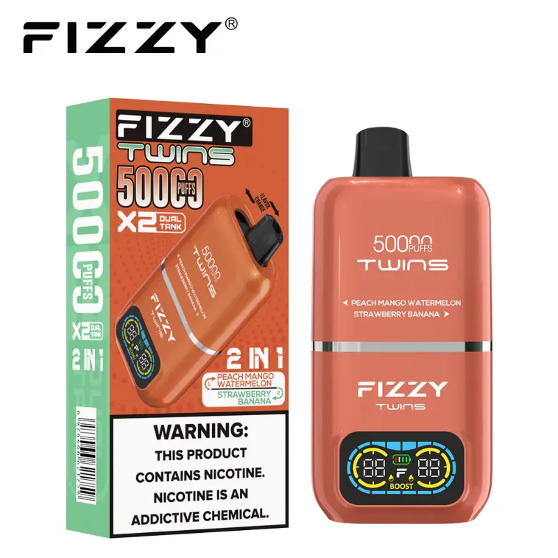 Fizzy Twins 50000 Puffs Vape 07 Peach Mango Watermelon Strawberry Banana