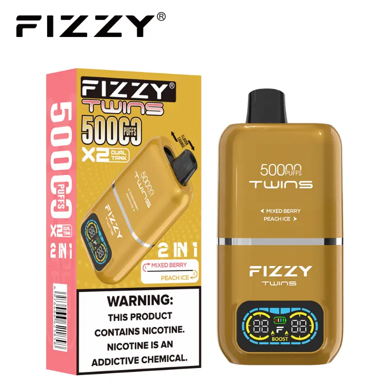 Fizzy Twins 50000 Puffs Vape 12 Mixed Berry Peach Ice